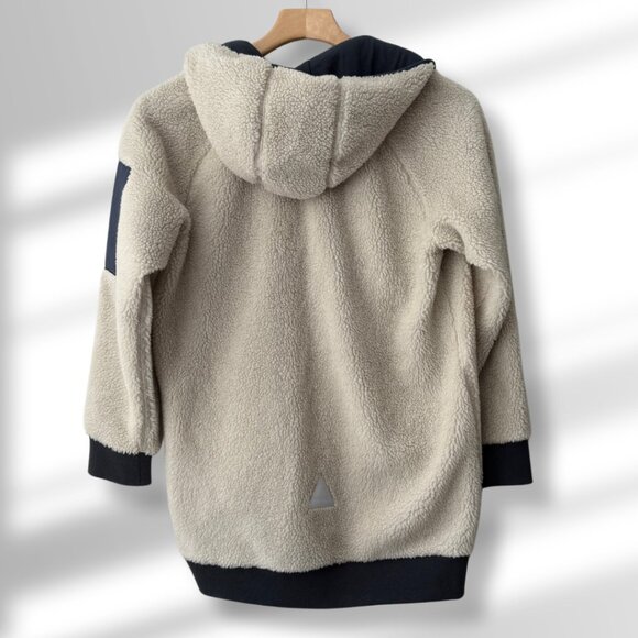 🤎 L.L. Bean Kid's Sherpa Cream Colored Fleece Long Jacket | Size Large 14-16 - Picture 2 of 9